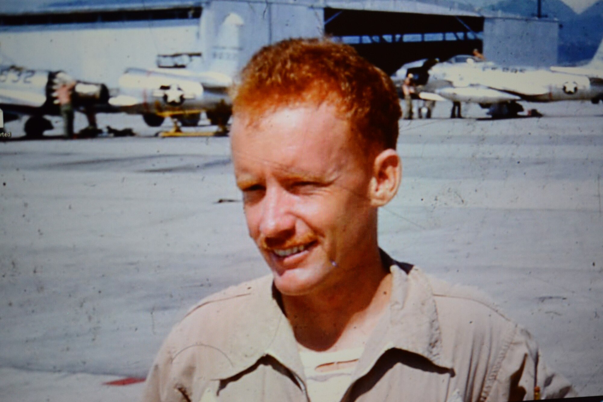 A young 1st Lt. Alma Skousen poses on the parking ramp in 1952 at Clark Air Base in the Philippines. During his time in the Philippines, Skousen flew many missions in defense of the country. (Courtesy photo) 