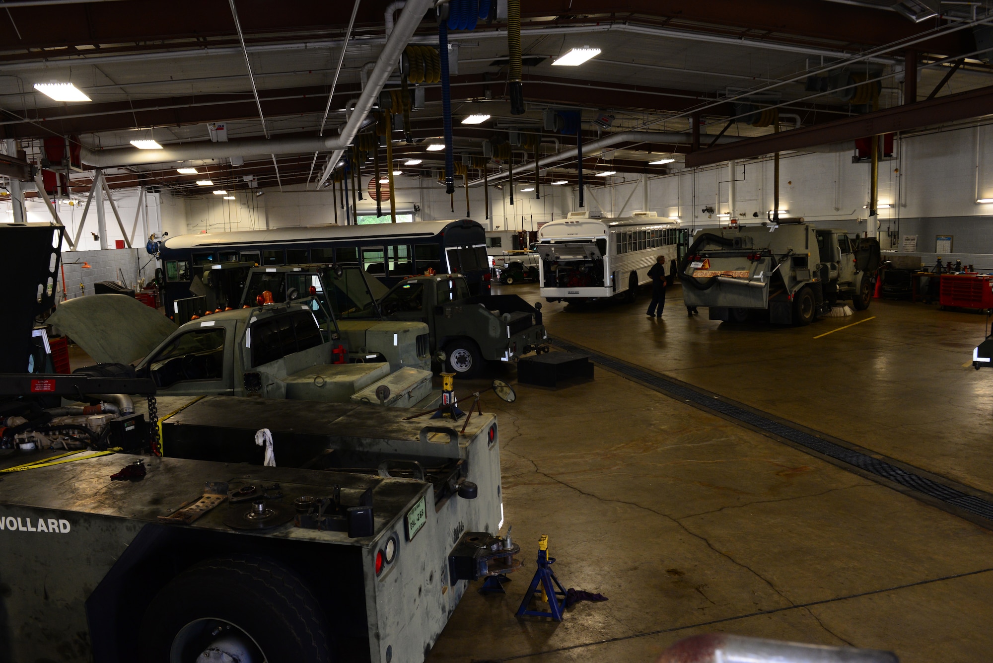 The 2nd Logistic Readiness Squadron vehicle maintainers work on an assortment of vehicles at Barksdale Air Force Base La., Nov. 2, 2015. Vehicle maintenance is vital to keep Barksdale functioning and mission-ready. (U.S. Air Force photo/Airman 1st Class Luke Hill)