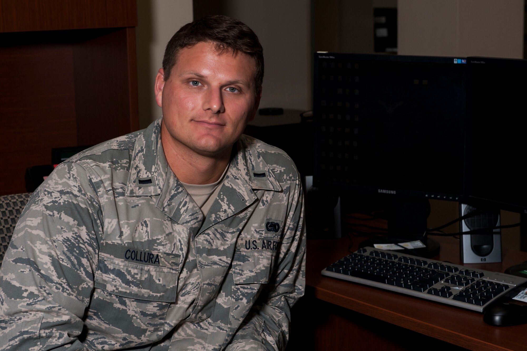 U.S. Air Force 1st Lt. Joseph Collura, 19th Mission Support Group executive officer, is the 19th MSG’s go-to for all performance report-and-decoration related actions. The Columbia, Md., native, also reviews and processes all of the senior non-commissioned officer evaluations during the continual evaluation guidance changes.  (U.S. Air Force photo by Airman 1st Class Mercedes Muro) 