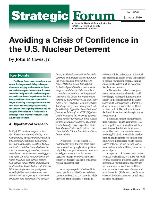 Avoiding a Crisis of Confidence in the U.S. Nuclear Deterrent