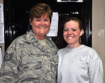 Air Force Tech. Sgt. Terri Gill and her daughter Air Force Senior Airman Audrey Gill are deployed together with the 376th Expeditionary Civil Engineer Squadron from Tennessee Air National Guard.