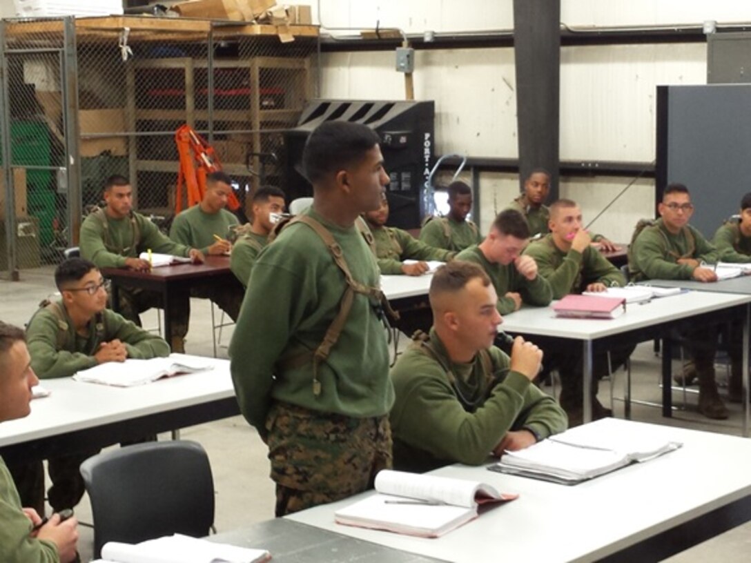 Marines attached to Basic Water Support Technician course 1-16 (BWST 1-16) at Marine Corps Engineer School aboard Camp Lejeune, North Carolina receive a period of instruction via lecture method on repairing a Containerized Batch Laundry (CBL) system.  This period of instruction covers the basic repairs that can be made to the CBL system at the operational level in the Operating Forces. 


