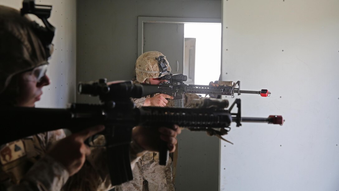 U.S. Marines with the 13th Marine Expeditionary Unit conducted a long range raid on PDL Combat Town, Nov. 3, 2015 as part of Composite Training Unit Exercise. COMPTUEX provides the MEU ARG the opportunity to integrate naval training while also allowing focused, mission-specific training and evaluation for the Marines and their Navy counter parts.