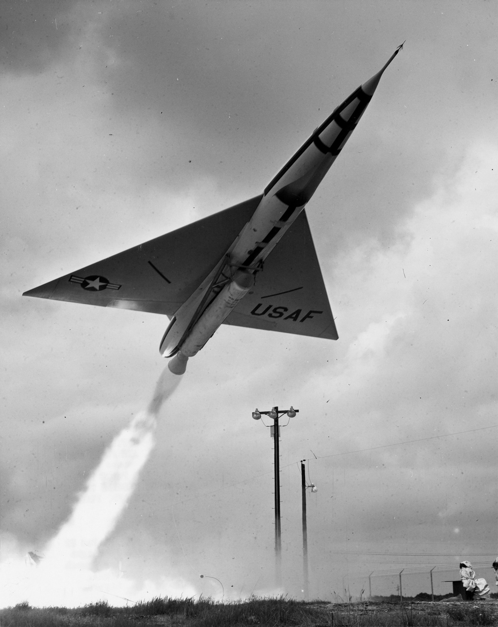 The Bull Goose’s solid rocket booster dropped away after launch, while an internal turbojet provided power for sustained flight. (U.S. Air Force photo)