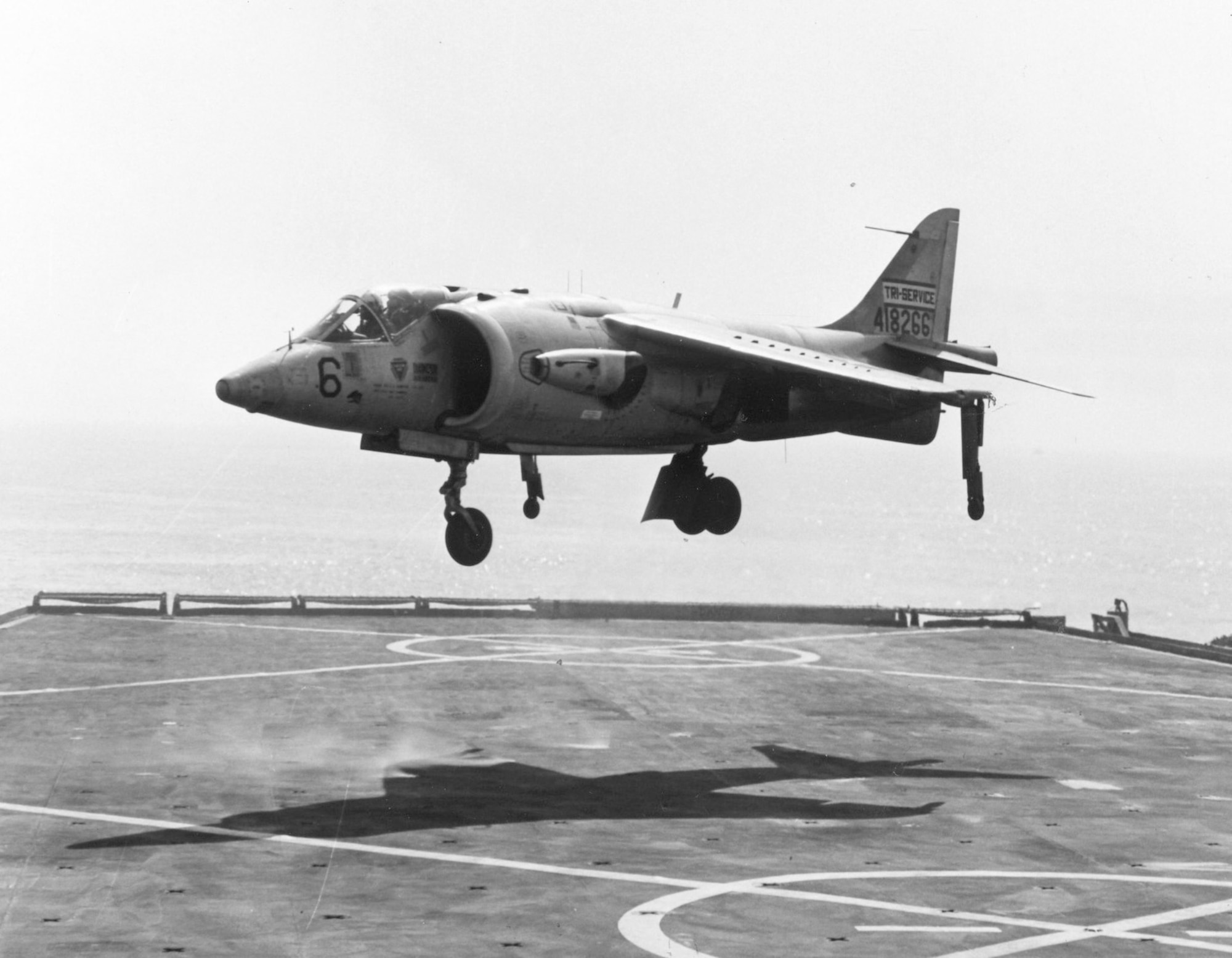 The Kestrel could operate from grass, semi-prepared surfaces, or ship decks, offering great operational flexibility. Four adjustable exhaust nozzles beneath the wing rotated to provide thrust for vertical, backward or hovering flight as well as conventional forward movement. (U.S. Air Force photo)