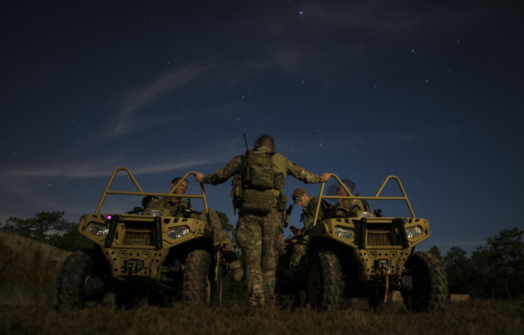 U.S. Air Force Special Operations Surgical Teams practiced integration operations with a special operations partner force during a Special Tactics exercise, Hurlburt Field, Fla., Oct. 16, 2015. SOST members are military medical professionals selected to provide battlefield trauma and other surgical support in a special operations mission set. SOST members often forward deploy to austere or hostile areas to perform life-saving trauma surgery for special operators with little to no facility support.