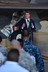 United States Secretary of Defense Ashton B. Carter speaks during a 'troop talk' event held on Joint Base Pearl Harbor-Hickam, Friday, Nov. 6, 2015. The event, which was held at Hangar 19, allowed service members from all five branches to learn more about the evolving balance of forces in the Indo-Asian Pacific region. Defense Secretary Carter also fielded questions from Airmen, Sailors, Marines, Soldiers and Coast Guardsmen ranging from tensions in the South China Sea to sequestration and budget cuts. (U.S. Air Force photo/Staff Sgt. Christopher Stoltz/Released)