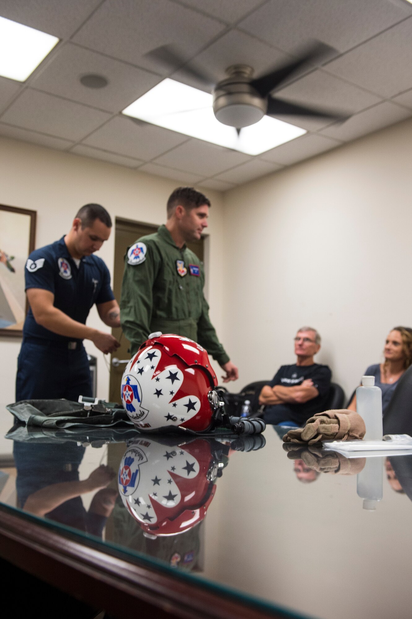 Lt. Chad Roe, Valdosta firefighter and Moody’s Hometown Hero, suits up before his hero flight in a U.S. Air Force Thunderbirds F-16D Fighting Falcon, Nov. 5, 2015, at Moody Air Force Base, Ga. Roe served in the Air Force for three years as a crew chief before returning to his local community of Valdosta, Ga., to become a firefighter. (U.S. Air Force photo by Senior Airman Ceaira Tinsley/Released)