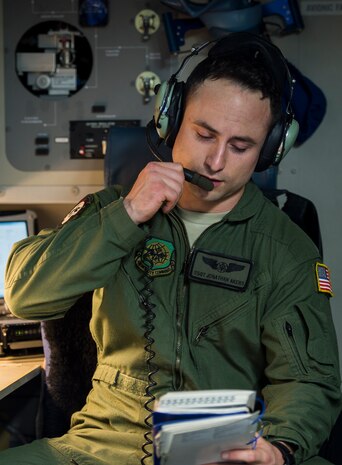 Staff Sgt. Jonathan Akers, a 16th Airlift Squadron loadmaster, reviews his pre-flight checklist Nov. 3, 2015, during exercise Ultimate Reach 16-1. The exercise is an annual U.S. Transportation Command sponsored, live-fly exercise designed to test the ability of 18th Air Force to plan and conduct strategic airdrop missions with the 82nd Airborne Division. Four C-17 Globemaster IIIs from the 437th Airlift Squadron out of Joint Base Charleston, S.C. participated in a seven-ship formation to help airdrop more than 500 U.S. Army and Spanish military jumpers in Zaragoza, Spain. (U.S. Air Force photo/Senior Airman Jared Trimarchi)