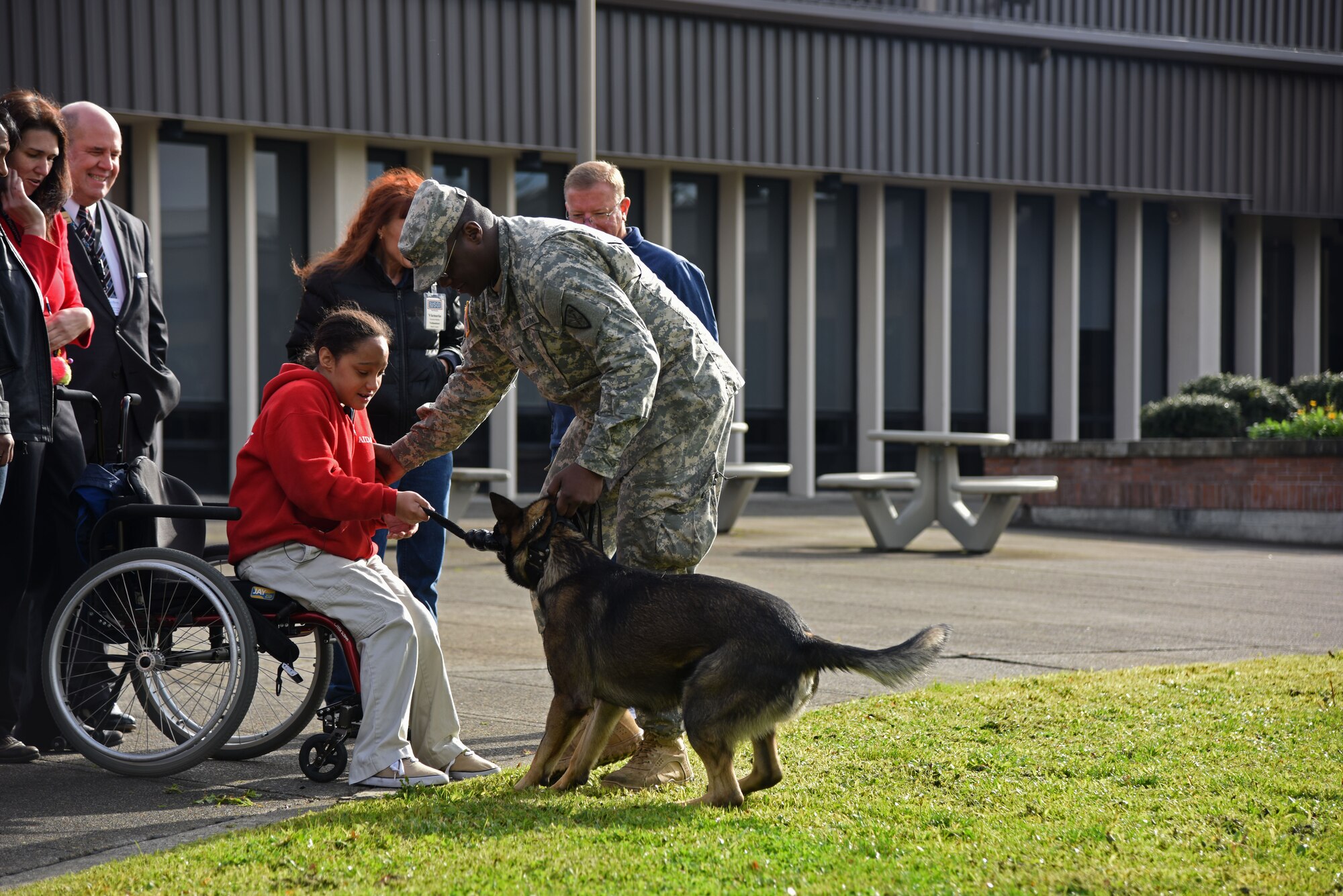 Aidan McConlin (front), a 9-year-old Tacoma resident, takes a break from his wheelchair to experience the sidewall seats with Cynthia Limestall (back), Aidan’s Northeast Tacoma Elementary School teacher, in the cargo area of a C-17 Globemaster III aircraft static display during their tour of McChord Field, Wash., Nov. 5, 2015. Aidan, who was diagnosed with cerebral palsy at a young age, was provided a tour of McChord Field as a thank you for collecting and donating more than 600 candy bars to deploying service members as they were leaving from Joint Base Lewis-McChord. (U.S. Air Force photo/Staff Sgt. Katie Jackson)