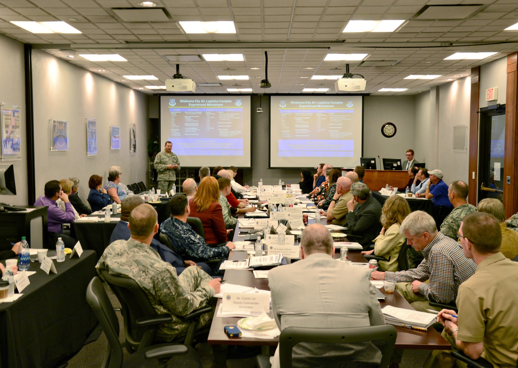 Brig. Gen. Mark Johnson, Oklahoma City Air Logistics Complex commander, was one of the featured speakers at the Defense Logistics Agency’s Total Retail Sustainment Review summit on Oct. 27-28. General Johnson spoke about the integral partnership between Tinker and DLA. (Air Force photo by Kelly White/Released)