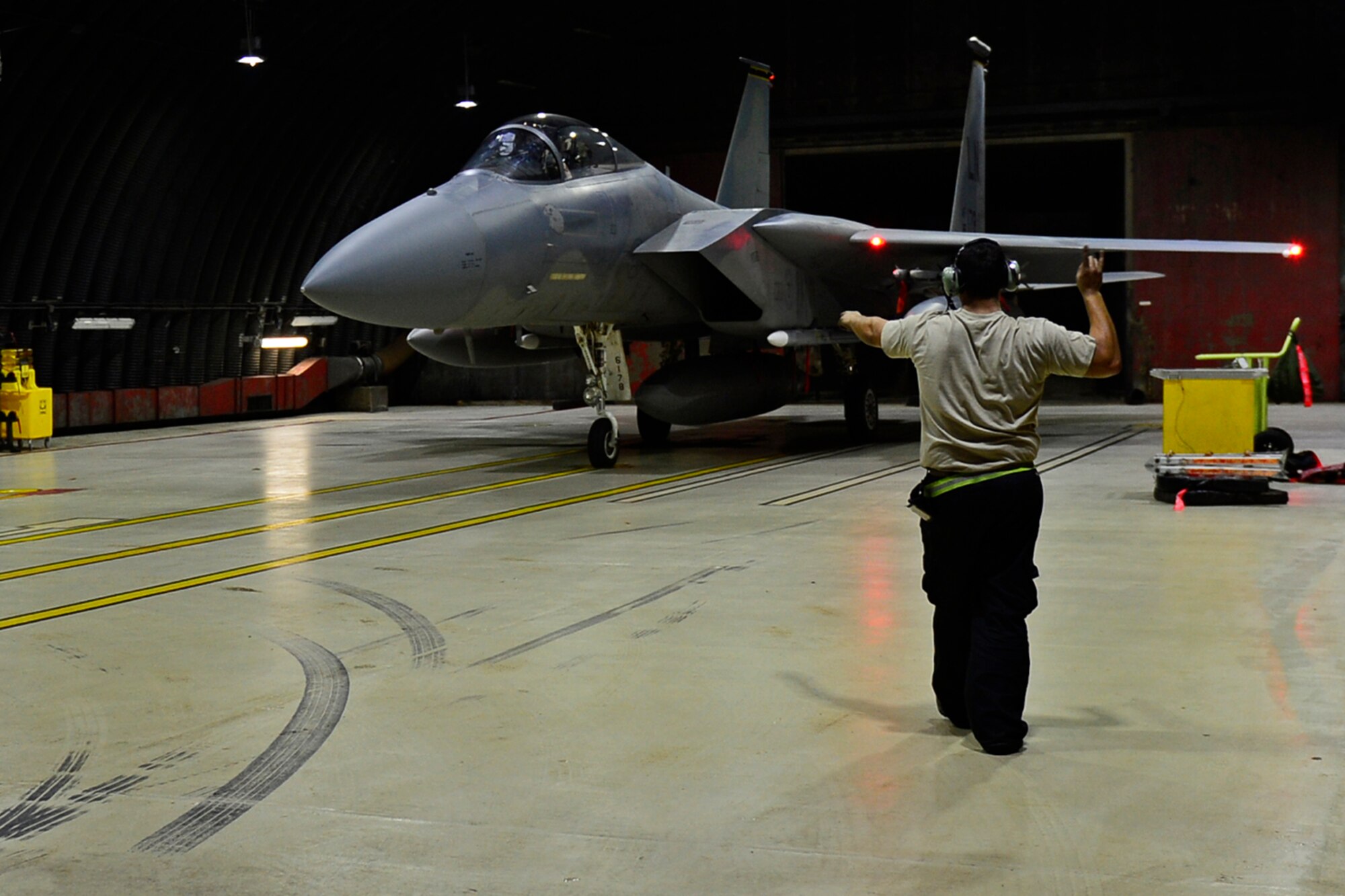 U.S. Air Force F-15C Eagles depart RAF Lakenheath to support the combat air patrol mission in Turkey, Nov. 6, 2015. The six F-15Cs from the 48th Fighter Wing deployed to Incirlik in response to the Government of Turkey's request for support in securing the sovereignty of Turkish airspace. As an air-to-air fighter aircraft, the F-15C specializes in gaining and maintaining air superiority. (U.S. Air Force photo by Airman 1st Class Erin R. Babis/Released)
