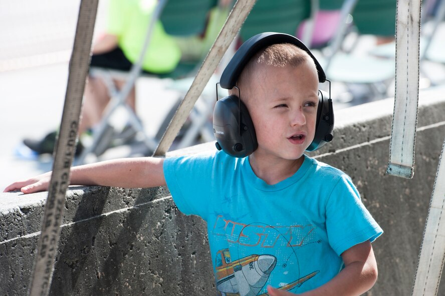 Ryder, son of Maj. Brad Amys, 23d Wing deputy staff judge advocate, attended the Thunder Over South Georgia, Nov. 7, 2015, at Moody Air Force Base, Ga. The flightline was full of static displays and vendors for the spectators. (U.S. Air Force photo by Airman 1st Class Kathleen D. Bryant/Released)