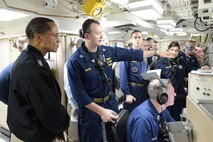 151107-N-ZW825-044 USS KENTUCKY AT SEA (Nov. 7, 2015) Commander, U.S. Strategic Command (USSTRATCOM), Adm. Cecil D. Haney (left) observes as the Ohio-class ballistic missile submarine USS Kentuckyâ€™s (SSBN 737) assistant weapons officer, Lt. Rick Bates, gives instructions during the 156th successful test flight of an unarmed Trident II D5 missile, Nov. 7, 2015. Haney and several congressional members boarded the Kentucky to observe the event. The missile was launched as part of a Demonstration and Shakedown Operation (DASO) in the Pacific Test Range to validate the readiness and effectiveness of an SSBNâ€™s crew and weapon system. Strategic weapons tests, along with exercises and operations, demonstrate the readiness of the nationâ€™s nuclear triad, assuring America's allies and deterring potential adversaries.  One of nine DoD unified combatant commands, USSTRATCOM has global strategic missions, assigned through the Unified Command Plan, which include strategic deterrence; space operations; cyberspace operations; joint electronic warfare; global strike; missile defense; intelligence, surveillance and reconnaissance; combating weapons of mass destruction; and analysis and targeting. (U.S. Navy photo by Mass Communication Specialist 1st Class Byron C. Linder/Released)