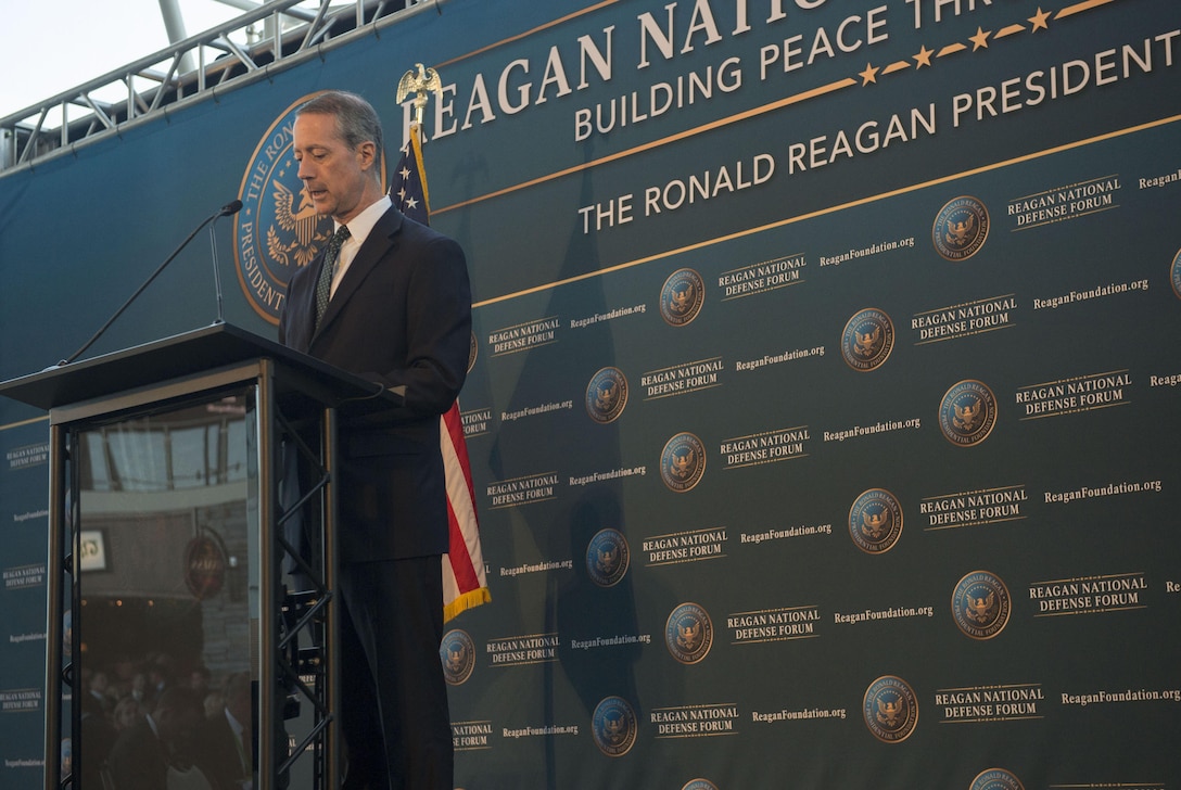 U.S. Rep. Mac Thornberry delivers opening remarks during the Reagan National Defense Forum at the Ronald Reagan Presidential Library in Simi Valley, Calif., Nov. 7, 2015. Defense Secretary Ash Carter gave keynote remarks during the forum's luncheon. DoD photo by Air Force Senior Master Sgt. Adrian Cadiz