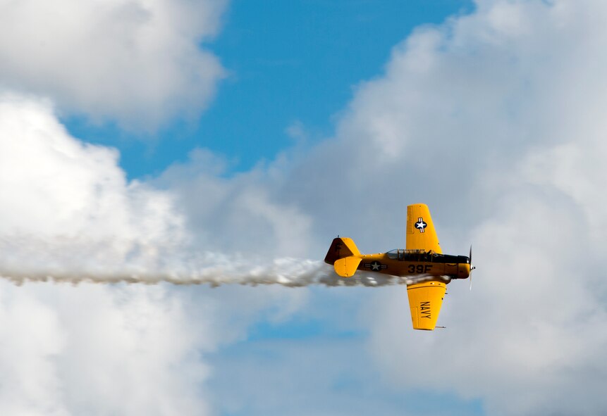 A T-6 Texan performs during Thunder Over South Georgia, Nov. 7, 2015 at Moody Air Force Base, Ga. The open house featured different aerial acts as well as different static display aircraft. (U.S. Air Force photo/Tech. Sgt. Zachary Wolf)