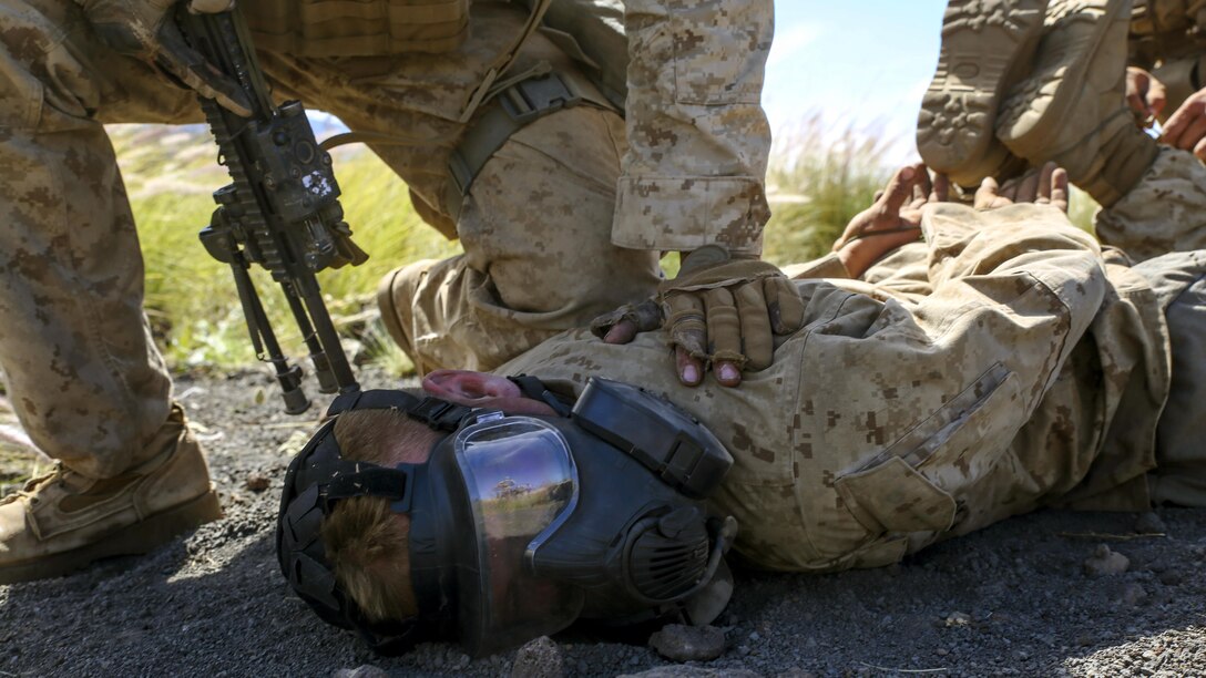 Marines with Kilo Company, 3rd Battalion, 3rd Marine Regiment, pin down a simulated enemy during training exercise Lava Viper, a staple of their pre-deployment training, at Range 10 at Pohakuloa Training Area, Hawaii, Nov. 4, 2015. The purpose of the training was to provide Marines within the company with an opportunity to utilize various tactics and weapons while organizing within the platoons to accomplish a common mission. Lava Viper provides the Hawaii-based Marines with an opportunity to conduct various movements, live-fire and tactical training before departing for Integrated Training Exercise aboard Marine Air-Ground Combat Center Twentynine Palms, Calif., where the battalion will train and be evaluated as a whole.