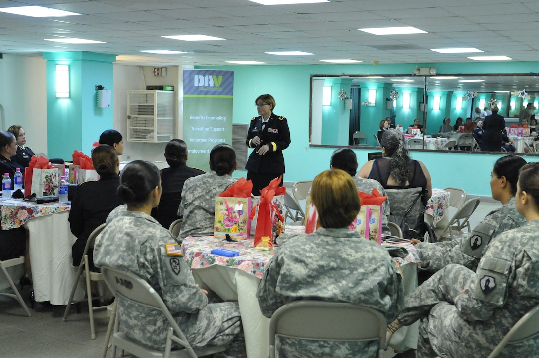 Brig. Gen. Marta Carcana, Puerto Rico adjutant general, keynote speaker for "Women Veterans/Our Stars" event on Nov. 4, expressed her gratitude to all the veteran women present.