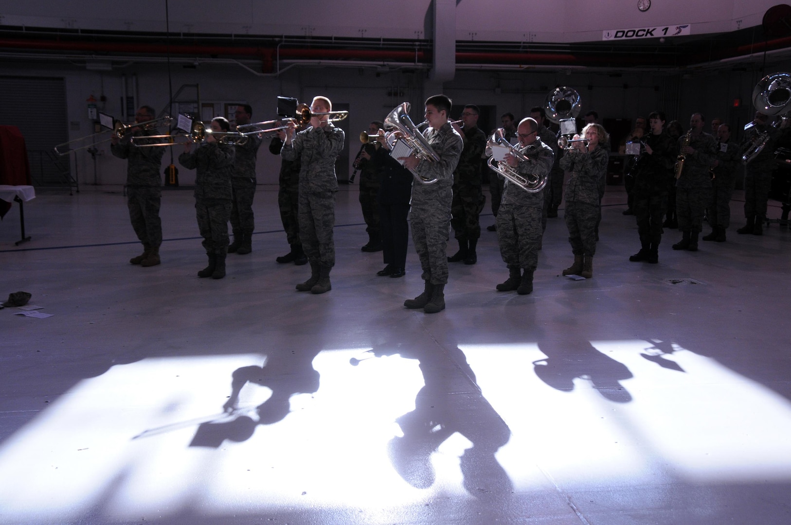 Members of the Air National Guard's Band of the Lakes - more commonly known as the Triple Nickel from the days when it was named 555th Air Force Band. The Triple Nickel, which has been in existence since the 1920s will be decommissioned in 2013.