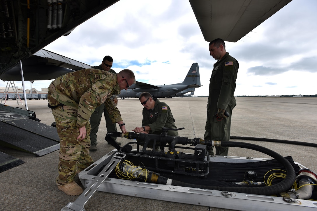 Airmen conduct refueling training at the Trent Lott Combat Readiness Training Center during Southern Strike 16 in Gulfport, Miss., Nov. 2, 2015. The exercise emphasizes air-to-air, air-to-ground and special forces training opportunities. The airmen are assigned to the New York Air National Guard's 102nd Rescue Squadron, 106th Rescue Wing. New York Air National Guard photo by Staff Sgt. Christopher S. Muncy