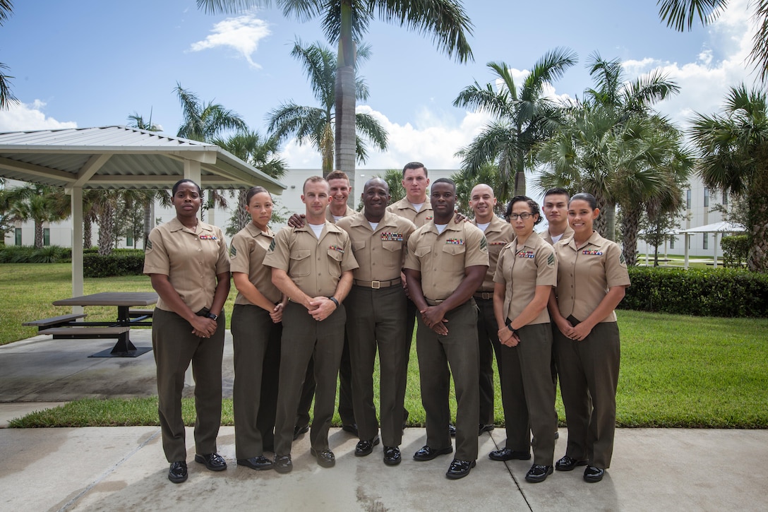 The 18th Sergeant Major of the Marine Corps, Ronald L. Green, visits Marines assigned to U.S. Marine Corps Forces South, Doral, FL, Oct. 23, 2015. (U.S. Marine Corps photo by Sgt. Melissa Marnell, Office of the Sergeant Major of the Marine Corps/Released)