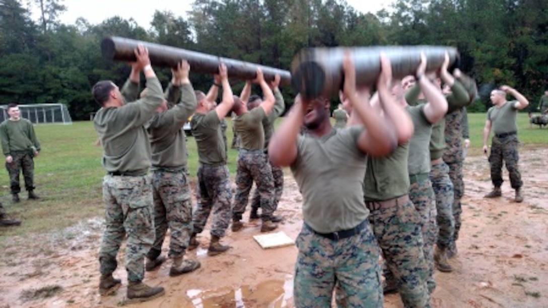 09 Nov 2015 - WTBN Marines celebrating the Marine Corps 240th birthday with PT log lifts.