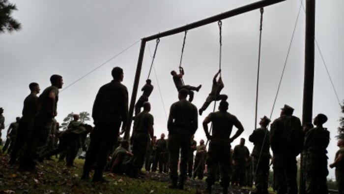 09 Nov 2015 - WTBN Marines celebrating the Marine Corps 240th birthday with a rope climb relay race.