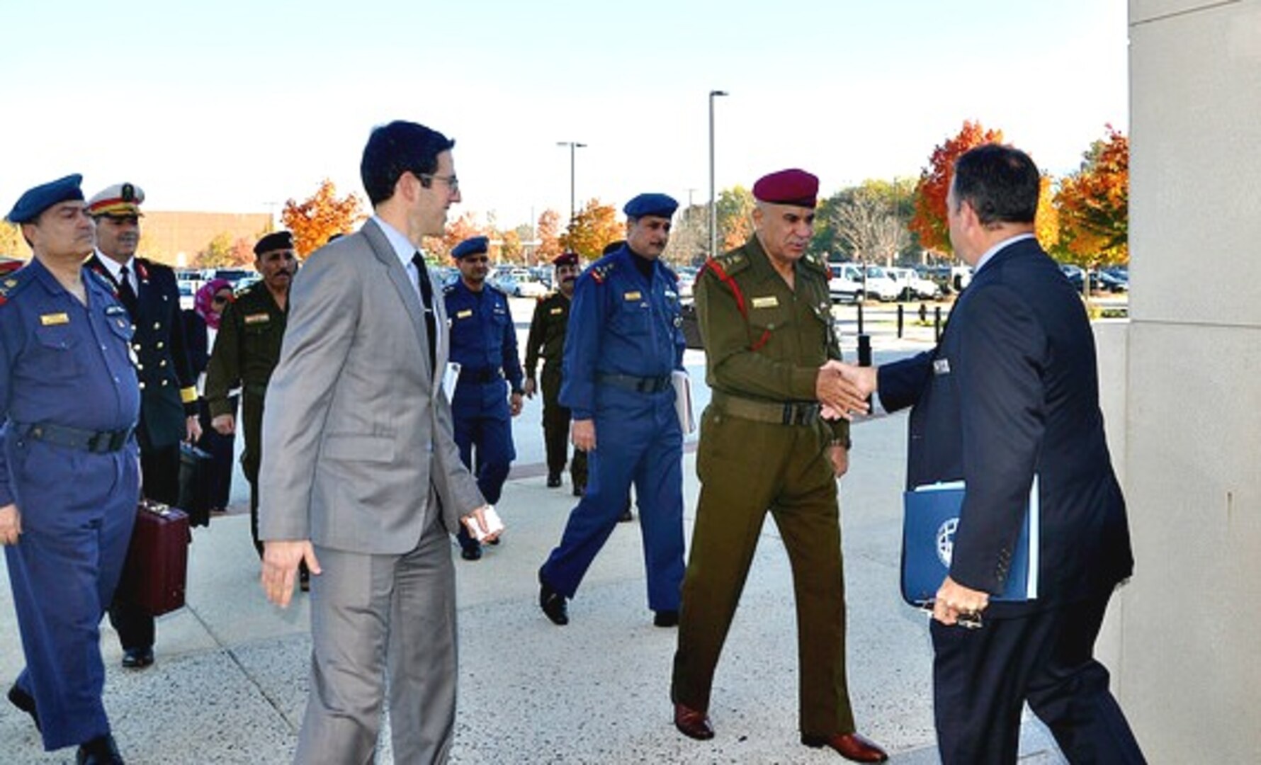 The Iraqi Delegation is greeted by CISA Chancellor Dr. Mike Bell