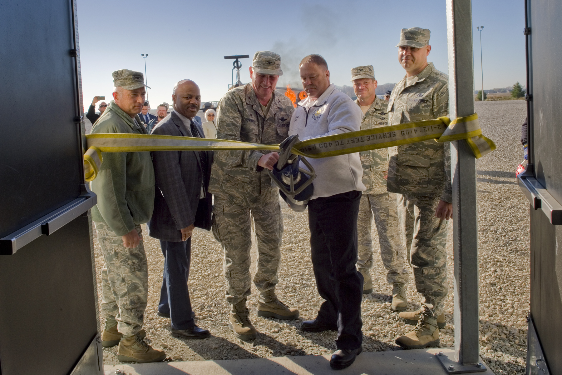 Grissom cuts ‘ribbon’ on new fire training facility > Grissom Air