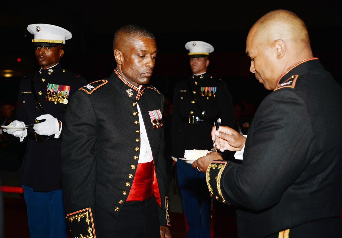 Marine Corps Logistics Base Albany officials, Marines, sailors, civilian-Marines, spouses and community leaders celebrate the Marine Corps’ 240th birthday with a ball at Darton State College, Albany, Ga., Nov. 5.  The event featured a traditional cake-cutting; remarks by the Commandant of the Marine Corps, Gen. Robert Neller, and guest speaker, retired Col. Terrence Reid, a former commander of the Maintenance Center, now Marine Depot Maintenance Command. Other activities during the evening included dinner, entertainment and dancing.