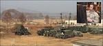OSAN AIR BASE, South Korea (Nov. 5, 2015) - Elements of Bravo Battery, 2-1 Air Defense Artillery Battalion conduct Air and Missile Defense operations at Jungwon Air Base as Capt. Andrew Johnson, 35th Air Defense Artillery Brigade air defense artillery fire coordination officer, monitors air picture during the Vigilant Ace joint and combined exercise. The 35th ADA is the only permanently, forward-stationed Army ADA unit in the world. 