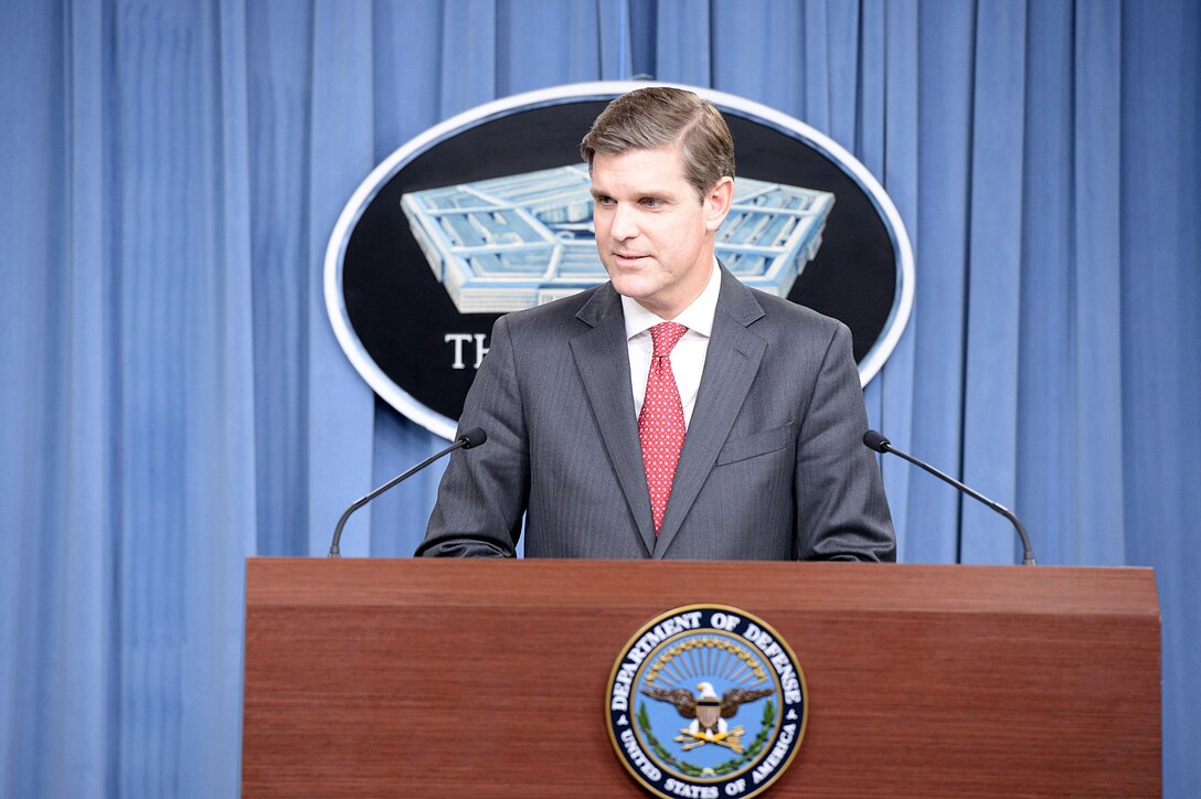 Pentagon Press Secretary Peter Cook conducts a news conference at the Pentagon, Nov. 10, 2015. DoD photo by Army Sgt. First Class Clydell Kinchen