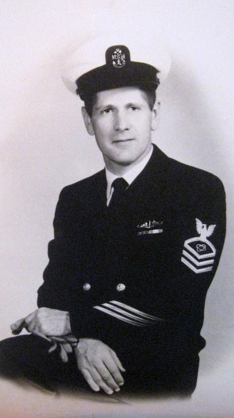 Lee Rogers, a Navy electronics technician from Scranton, Pa., poses for a professional military photo upon his advancement to chief petty officer in May 1963. Rogers is a third-generation military veteran. 