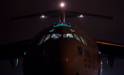 A C-17 Globemaster III sits on the flightline during Exercise Ultimate Reach 16, Nov. 4, 2015, at Pope Army Airfield, N.C. Ultimate Reach is an annual U.S. Transportation Command-sponsored live-fly exercise designed to exercise the ability of the 18th Air Force to plan and conduct strategic airdrop missions. This iteration of Ultimate Reach partnered with NATO Exercise Trident Juncture being held in locations across Europe. (U.S. Air Force photo/Airman 1st Class Clayton Cupit)