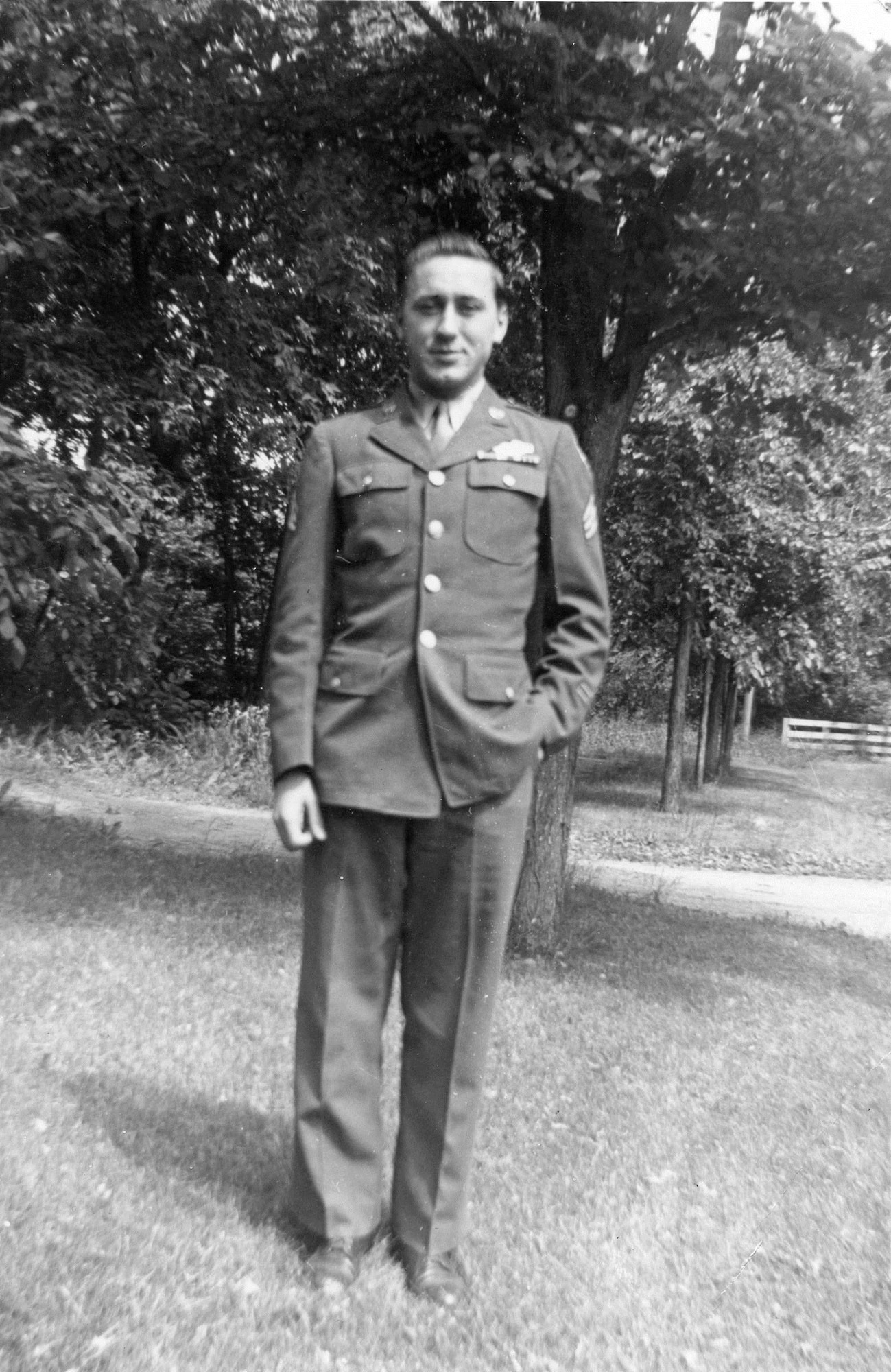 Private Mort Sheffloe prepares to leave Minneapolis, Minn., in March, 1944. (Photo credit: Mort Sheffloe)
