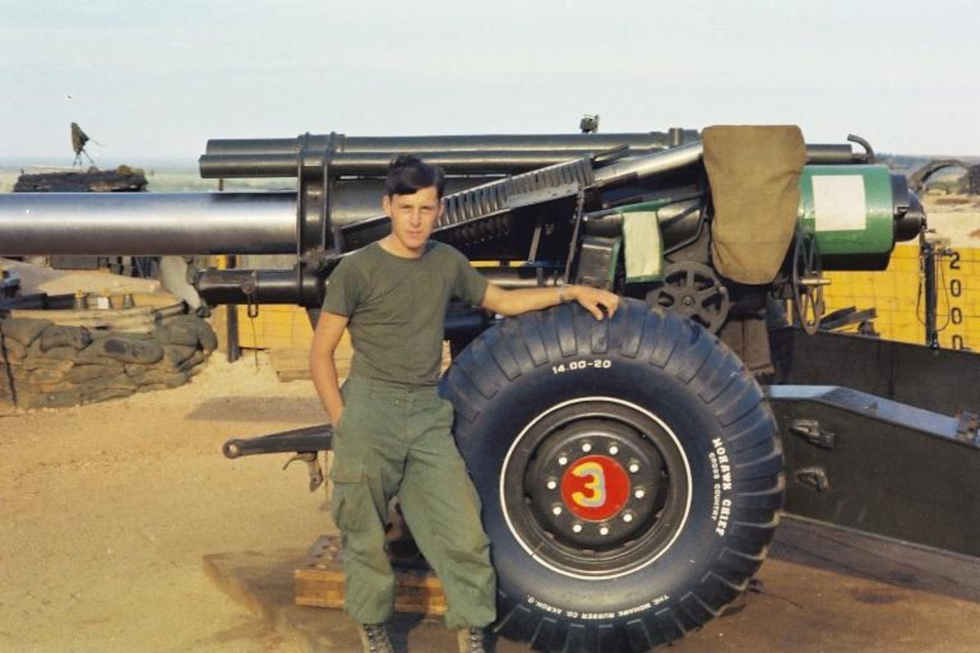 Side view of the M114 155mm Howitzer as used by the US Army in South Vietnam during the war in Southeast Asia. The weapon first entered US service in 1942 and served reliably through much of the Cold War era as well,  This howitzer had a maximum firing range of about 16,000 yards.  It was replaced by the M198 howitzer from 1979.  (Courtesy Carl Falk)