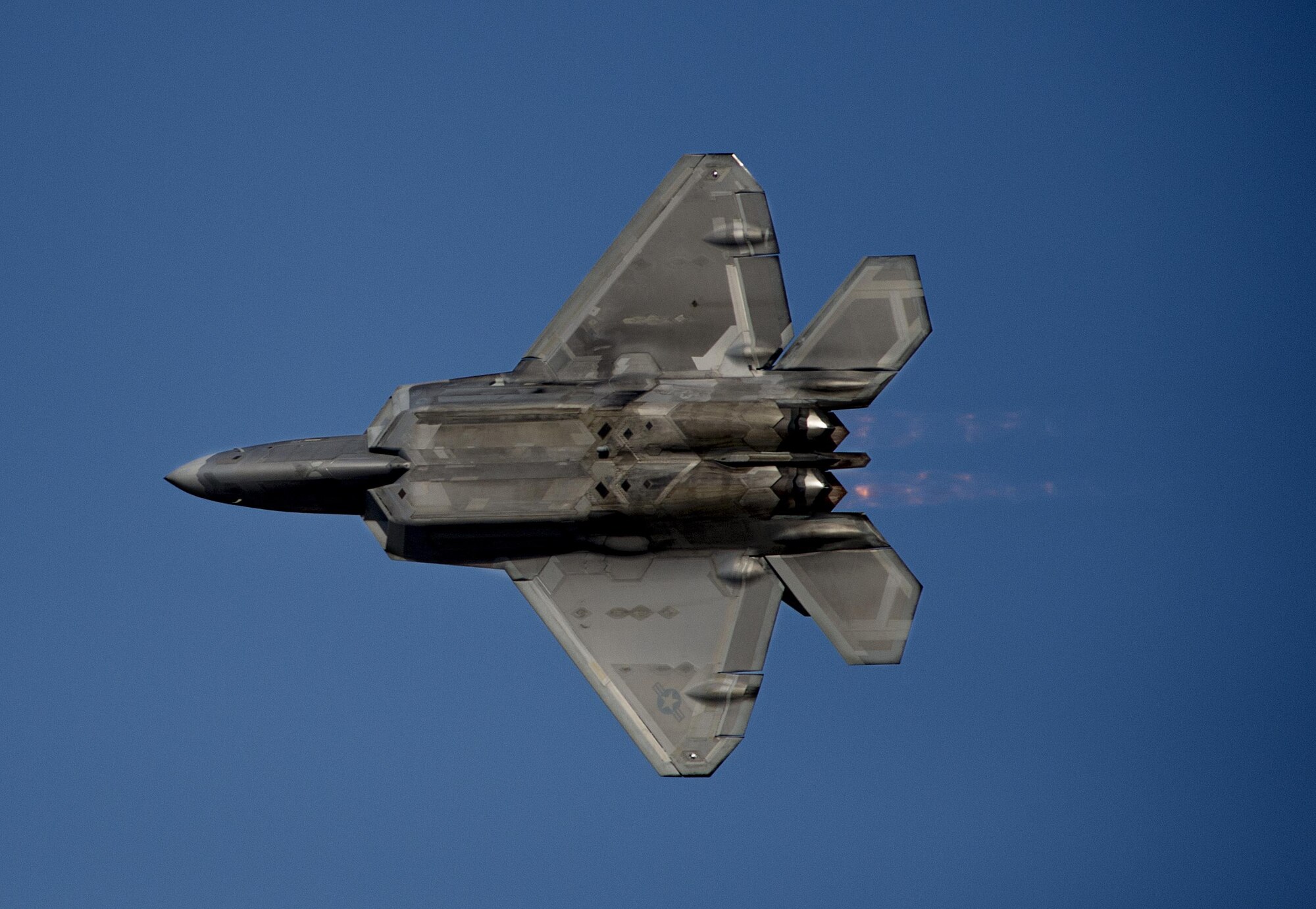 A U.S. Air Force F-22 Raptor performs Nov. 9, 2015 at the 2015 Dubai Air Show, United Arab Emirates. The air show is a biennial event and is recognized as the premier aviation and air industry event in the Gulf and Middle East region and is one of the largest air shows in the world. (U.S. Air Force photo by Tech. Sgt. Nathan Lipscomb)
