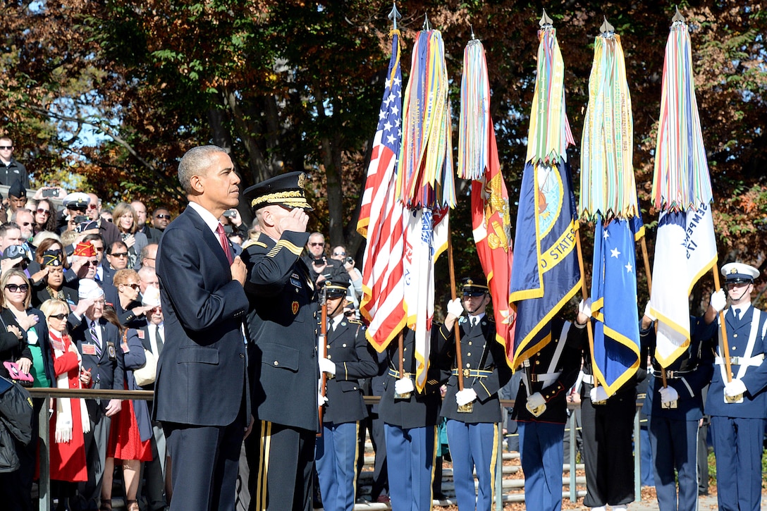 President Barrack Obama renders honors at the 62nd annual national Veterans Day observance at Arlington National Cemetery, Arlington, Va., Nov. 11, 2015. DoD photo by U.S. Army Sgt. 1st Class Clydell Kinchen

