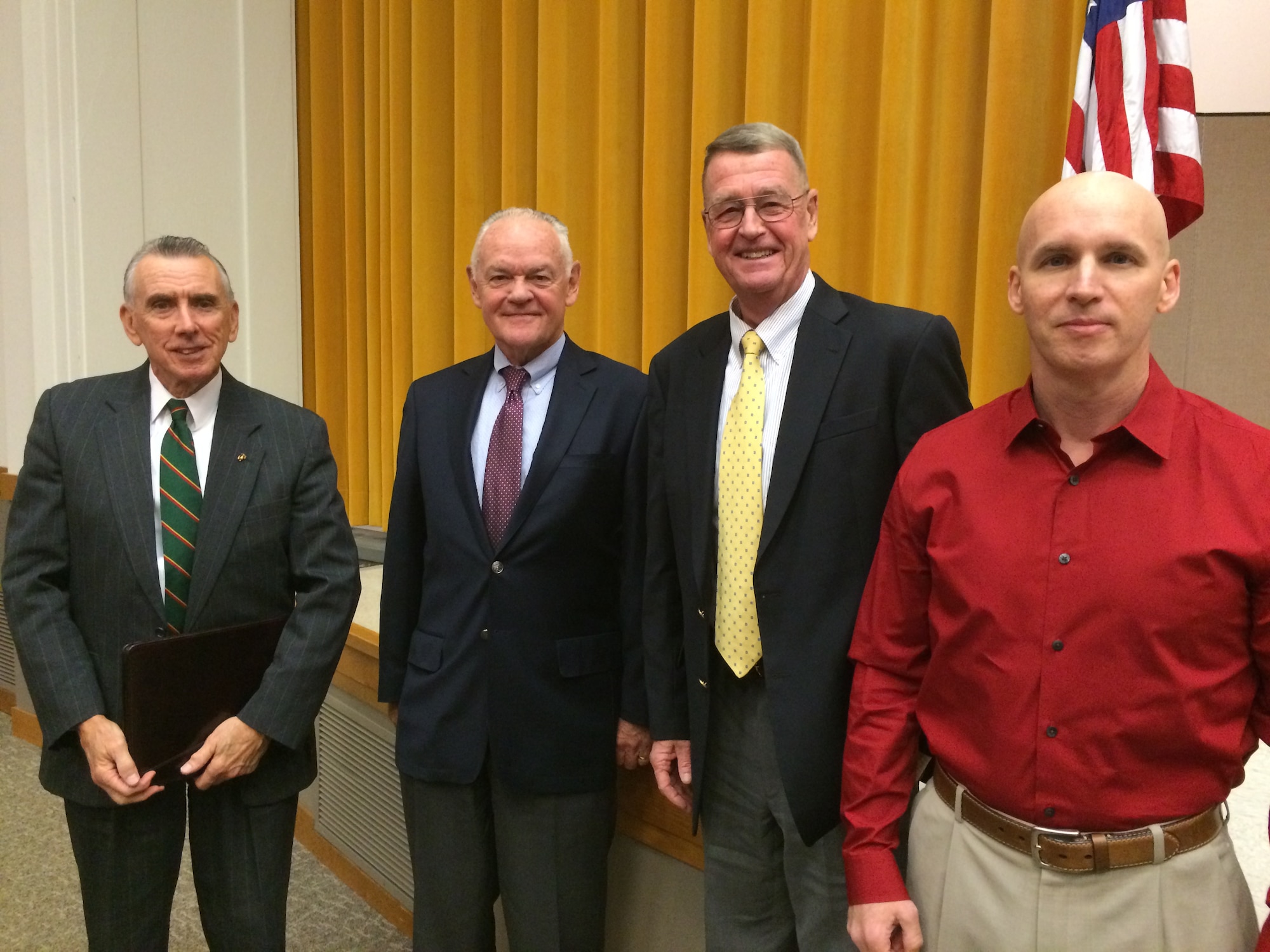From left to right: Col. James Doyle, Col. Robert McAleer, Maj. Gen. Harry Jenkins, Jeff Jennings all veterans of Operation Eastern Exit spoke to students at the Expeditionary Warfare School aboard Marine Corps Base Quantico Oct. 30. The panel and presentation are part of the Case Method Project at Marine Corps University. Staff members from the project use historical operations and battles to teach decision making at all the courses conducted by the Marine Corps University.