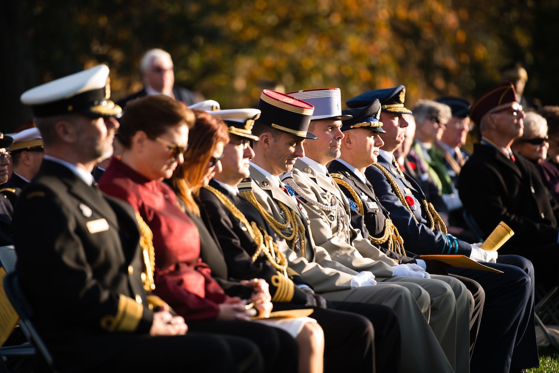 Attendees listen to speakers during a memorial service for General of the Armies John J. Pershing in Arlington National Cemetery in Arlington, Va., Nov. 11, 2015. U.S. Army photo by Rachel Larue