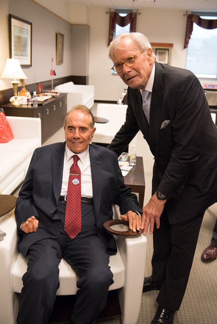 Tom Brokaw and Bob Dole prior to lecture