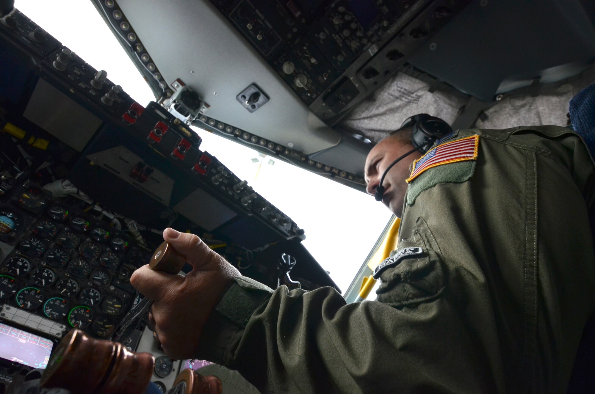 Capt. Gene Lenzi, a KC-135 Stratotanker pilot assigned to the Arizona Air National Guard, starts engines before taking off to refuel a NATO E-3A Sentry over northern Germany during a training mission, Nov. 10. Airmen from the 161st Air Refueling Wing based in Phoenix are supporting aircrew training operations Nov. 9-20 at NATO Air Base Geilenkirchen, Germany. (U.S. Air National Guard photo by Lt. Col. Gabe Johnson)