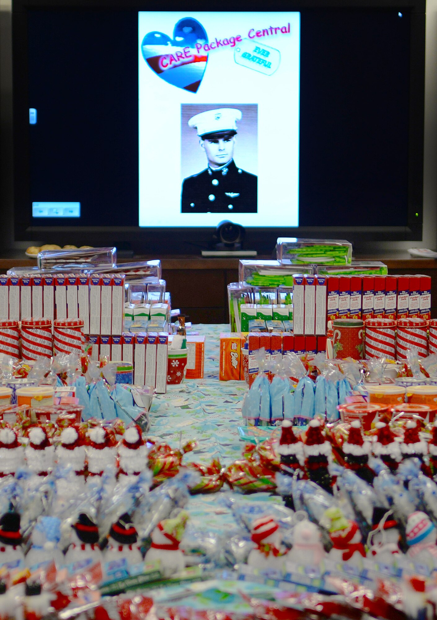 Air Force District of Washington volunteers packaged 25 care packages for AFDW deployed members November 12, 2015 on Joint Base Andrews, Md. The packages were filled with snacks and decorations to celebrate the holidays away from home. Since 2009, AFDW has sent 341 care packages to service members around the globe. (U.S. Air Force photo/Mr. Jim Lotz)