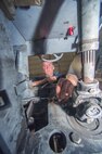 Senior Airman Nicholas Appenzeller, 8th Maintenance Squadron aerospace ground equipment journeyman, performs maintenance on a bomb lift at Kunsan Air Base, Republic of Korea, Nov. 10, 2015. The AGE flight maintains more than 600 pieces of equipment across the base valued at $15 million. (U.S. Air Force photo by Staff Sgt. Nick Wilson/Released) 