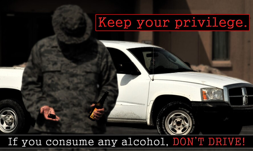 AUAB Instruction 31-204, Motor Vehicle Traffic Supervision’s policy is scheduled to go into effect Nov. 20. Everyone is encouraged to remember that one alcoholic beverage is too many.(U.S. Air Force photo by Staff. Sgt. Charles McNamara/released)