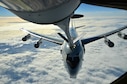 A NATO E-3A Sentry (AWACS) is refueled by an Arizona Air National Guard KC-135 Stratotanker over northern Germany during a training mission Nov. 10, 2015. Airmen from the 161st Air Refueling Wing based in Phoenix are supporting aircrew training operations Nov. 9-20 at NATO Air Base Geilenkirchen, Germany. (U.S. Air National Guard photo/Lt. Col. Gabe Johnson)