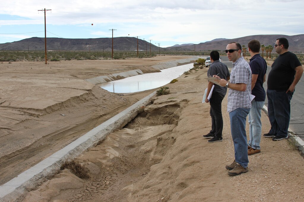 The U.S. Army Corps of Engineers Los Angeles district sent a four-person team of engineering professionals to the National Training Center at Fort Irwin to assess damages to the installation after flash floods from a storm hit the post Oct. 5.