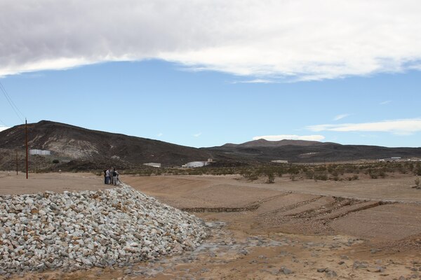 USACE engineeers assess damages of this channel. The U.S. Army Corps of Engineers Los Angeles district sent a four-person team of engineering professionals to the National Training Center at Fort Irwin to assess damages to the installation after flash floods from a storm hit the post Oct. 5.