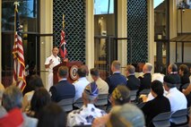 151110-N-IU636-336 HONOLULU (Nov. 10, 2015) Adm. Harry B. Harris Jr., commander of U.S. Pacific Command, delivers remarks to those in attendance during a war memorial plaque rededication ceremony at the Neal S. Blaisdell Center in Honolulu. The ceremony served to remember, preserve and rededicate the center as a war memorial with the unveiling of a new memorial plaque. The original plaque is believed to have gone missing some time by 1970. On Sept. 12, 1964, the Neal S. Blaisdell Center, formerly the Honolulu International Center, was dedicated as a living memorial to all of Hawaii's war veterans and war dead. (U.S. Navy photo by Mass Communication Specialist 2nd Class Johans Chavarro/Released)
