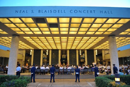151110-N-IU636-610 HONOLULU (Nov. 10, 2015) Service members and local community members gather at the Neal S. Blaisdell Center in Honolulu for a war memorial plaque rededication ceremony. The ceremony served to remember, preserve and rededicate the center as a war memorial with the unveiling of a new memorial plaque. The original plaque is believed to have gone missing some time by 1970. On Sept. 12, 1964, the Neal S. Blaisdell Center, formerly the Honolulu International Center, was dedicated as a living memorial to all of Hawaii's war veterans and war dead. (U.S. Navy photo by Mass Communication Specialist 2nd Class Johans Chavarro/Released)
